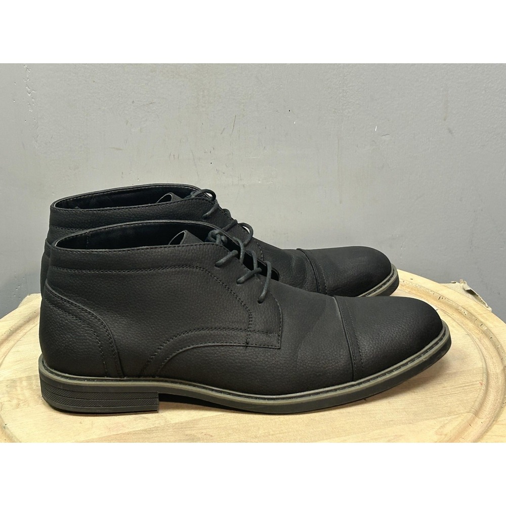 Perry Ellis Portfolio Boots Mens Size 11.5 Black Faux Leather Chukka David Dress
